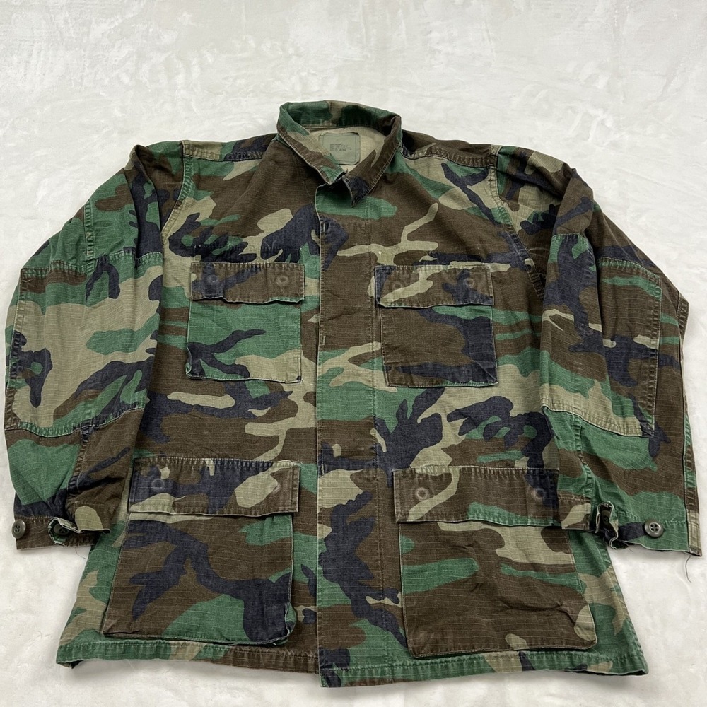 American Apparel Combat Coat Mens Small Regular Green Woodland Camo BDU Jacket